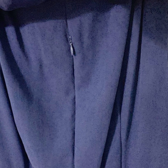 Donna Ricco Silk Midi Dress Sheer Overlay Draped Front Gathered Collar Bodice 💙 - Picture 7 of 12